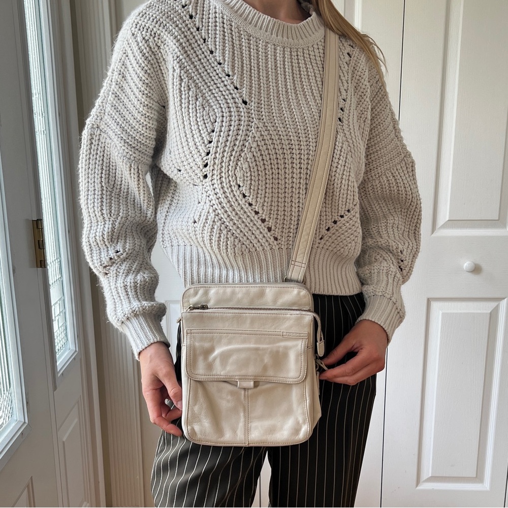 Y2K Fossil Stone Leather Crossbody Bag